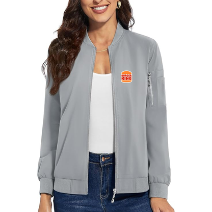 Women's Burger King Premium Bomber Jacket with Polished Detailing and Functional Sleeve Pocket Modern Luxury Outerwear