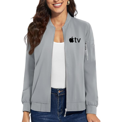 Women's Apple TV Premium Bomber Jacket with Polished Detailing and Functional Sleeve Pocket Modern Luxury Outerwear