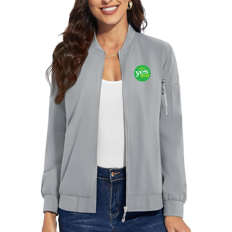 Women's Yes Way  Premium Bomber Jacket with Polished Detailing and Functional Sleeve Pocket Modern Luxury Outerwear