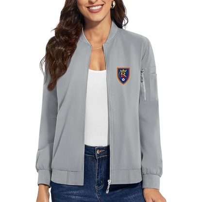 Women's Real Salt Lake Soccer Premium Bomber Jacket with Polished Detailing and Functional Sleeve Pocket Modern Luxury Outerwear