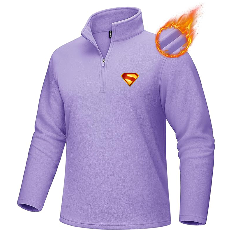 Men's Superman 2025 MAGCOMSEN Quarter-Zip Pullover Polar Fleece Sweatshirt Stand Collar Long Sleeve Shirt for Men Thermal Winter Fall