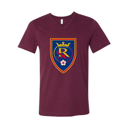 Men's Real Salt Lake Soccer BELLA  CANVAS  Jersey V-Neck Tee