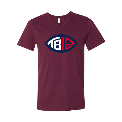 Men's Tom Brady 12 BELLA  CANVAS  Jersey V-Neck Tee