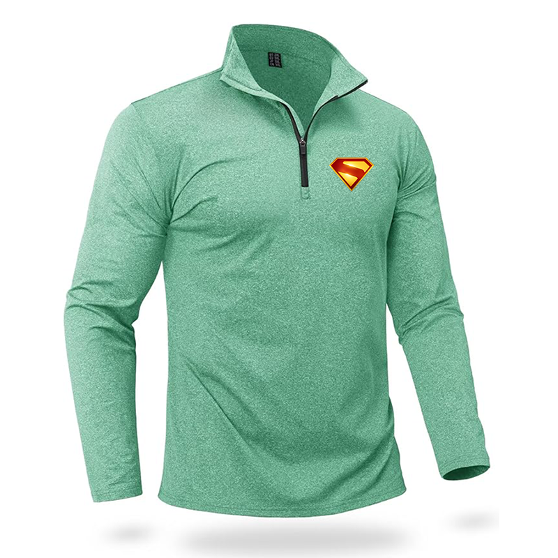 Men's Superman 2025  Quarter Zip Pullover Premium Fleece Lined Heather Long Sleeve Golf Shirts Midweight 1/4 Half Zip Sweatshirts