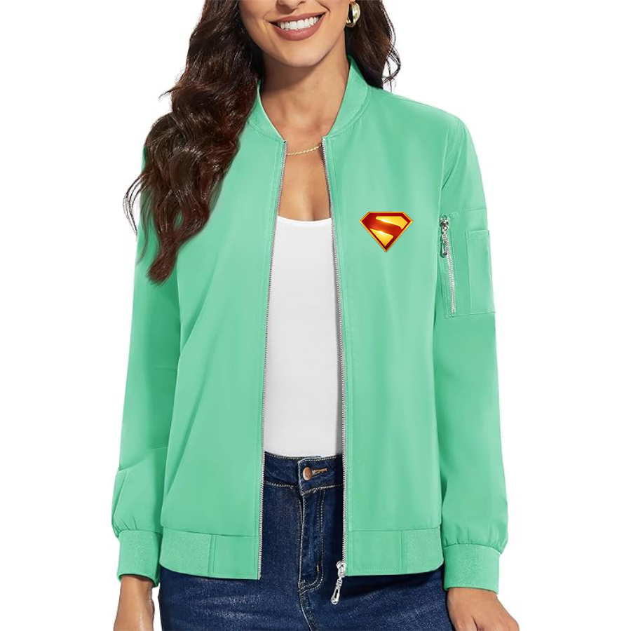 Women's Superman 2025 Premium Bomber Jacket with Polished Detailing and Functional Sleeve Pocket Modern Luxury Outerwear
