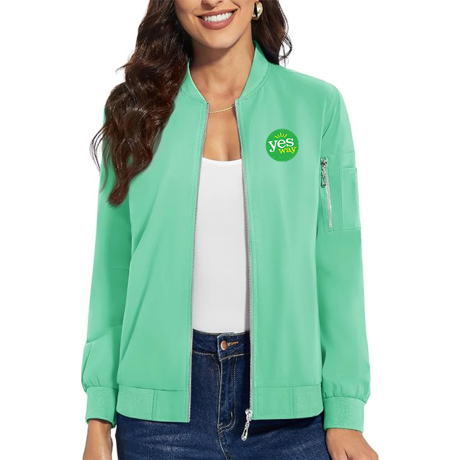 Women's Yes Way  Premium Bomber Jacket with Polished Detailing and Functional Sleeve Pocket Modern Luxury Outerwear