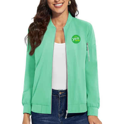 Women's Yes Way  Premium Bomber Jacket with Polished Detailing and Functional Sleeve Pocket Modern Luxury Outerwear