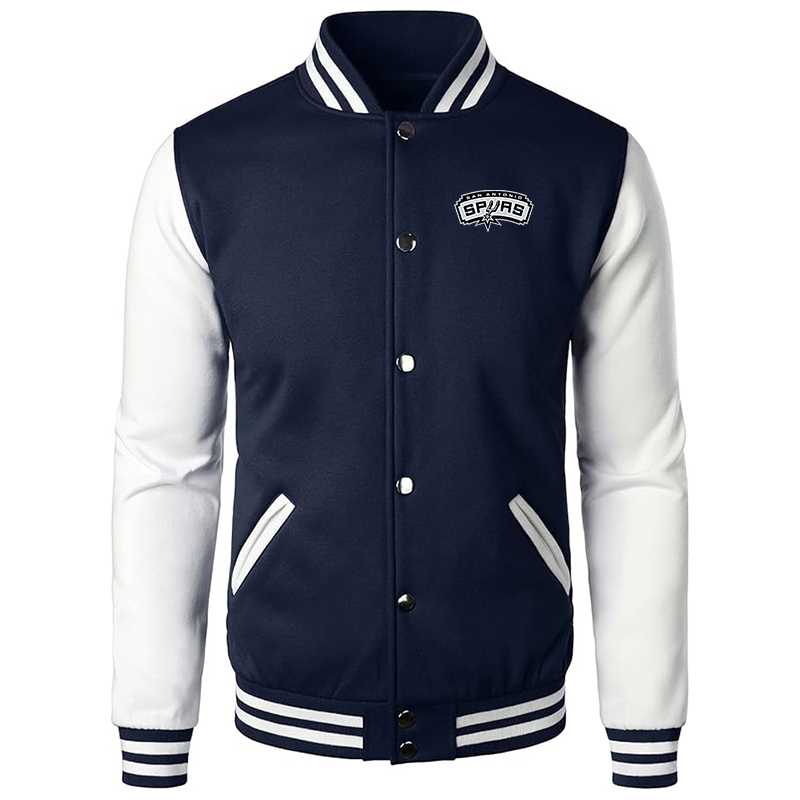 Men’s  San Antonio Spurs Varsity Baseball Jacket Cotton Blend Letterman Jackets