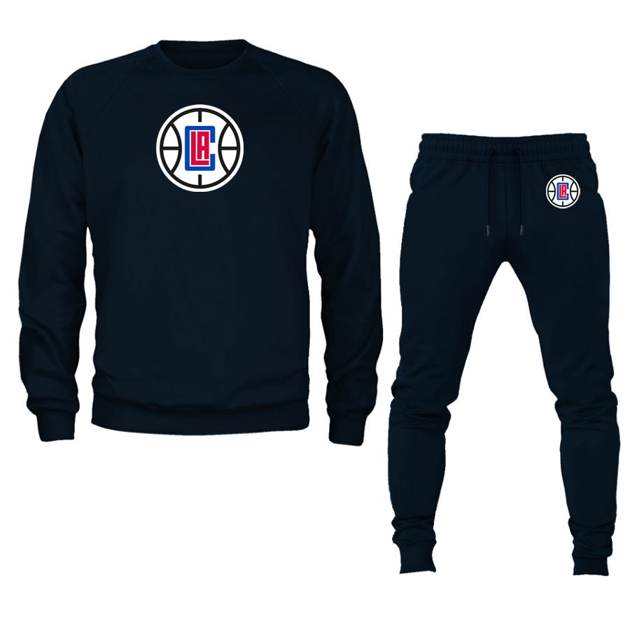 Unisex LA Clippers Crewneck Sweatshirt Joggers Suit