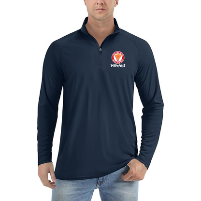 Men's Popeyes Louisiana Kitchen  Lightweight Quarter-Zip Athletic Shirt Long Sleeve Performance Wear