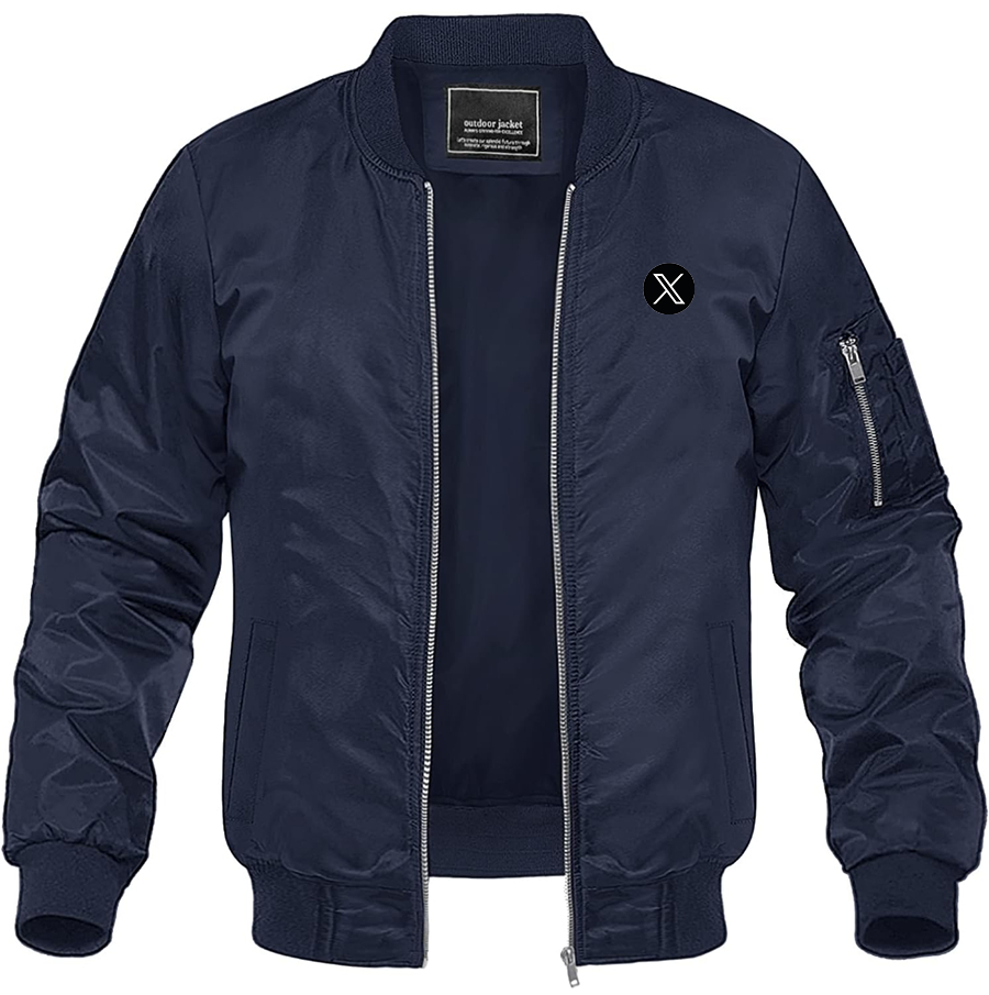 Men's Twitter X Lightweight Bomber Jacket Windbreaker Softshell Varsity Jacket