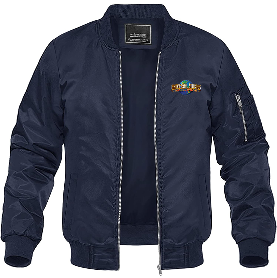 Men's Universal Studio Hollywood Lightweight Bomber Jacket Windbreaker Softshell Varsity Jacket