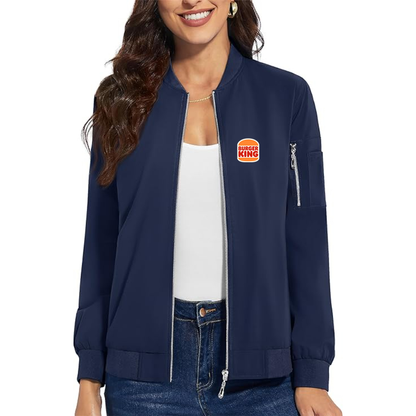 Women's Burger King Premium Bomber Jacket with Polished Detailing and Functional Sleeve Pocket Modern Luxury Outerwear