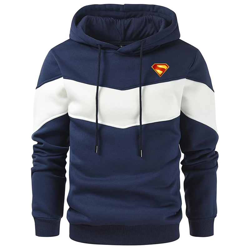 Men's Superman 2025  Gesean Novelty Color Block Pullover Fleece Hoodie Long Sleeve Casual Sweatshirt with Pocket