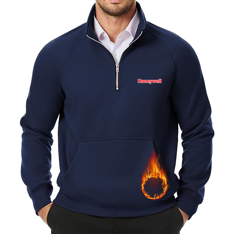 Men's Honeywell  JMIERR Quarter Zip Pullover Heavy Sweatshirts Warm Fleece Sweatshirt Polo