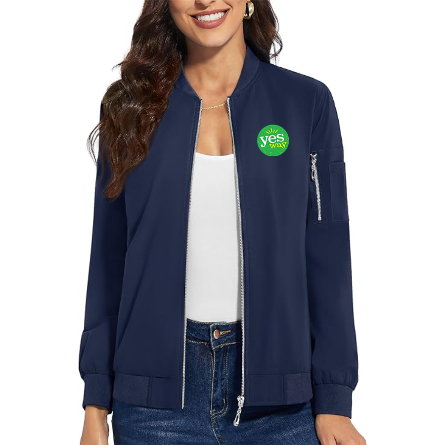 Women's Yes Way  Premium Bomber Jacket with Polished Detailing and Functional Sleeve Pocket Modern Luxury Outerwear