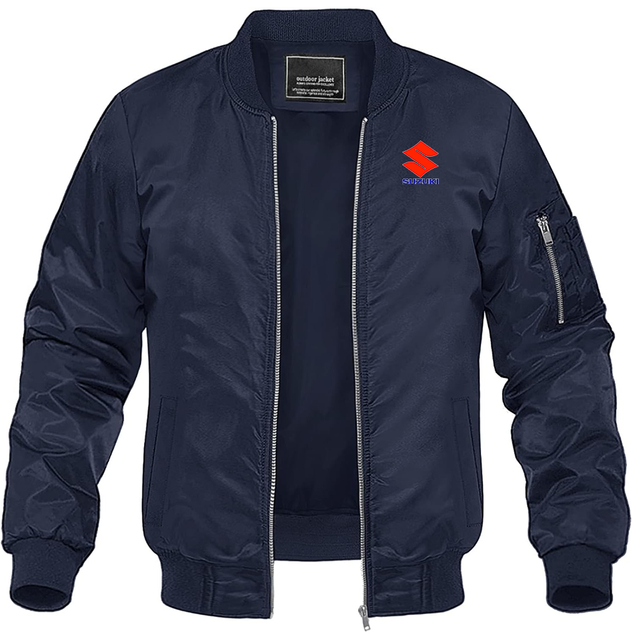 Men's Suzuki Bike Motorcycle Lightweight Bomber Jacket Windbreaker Softshell Varsity Jacket