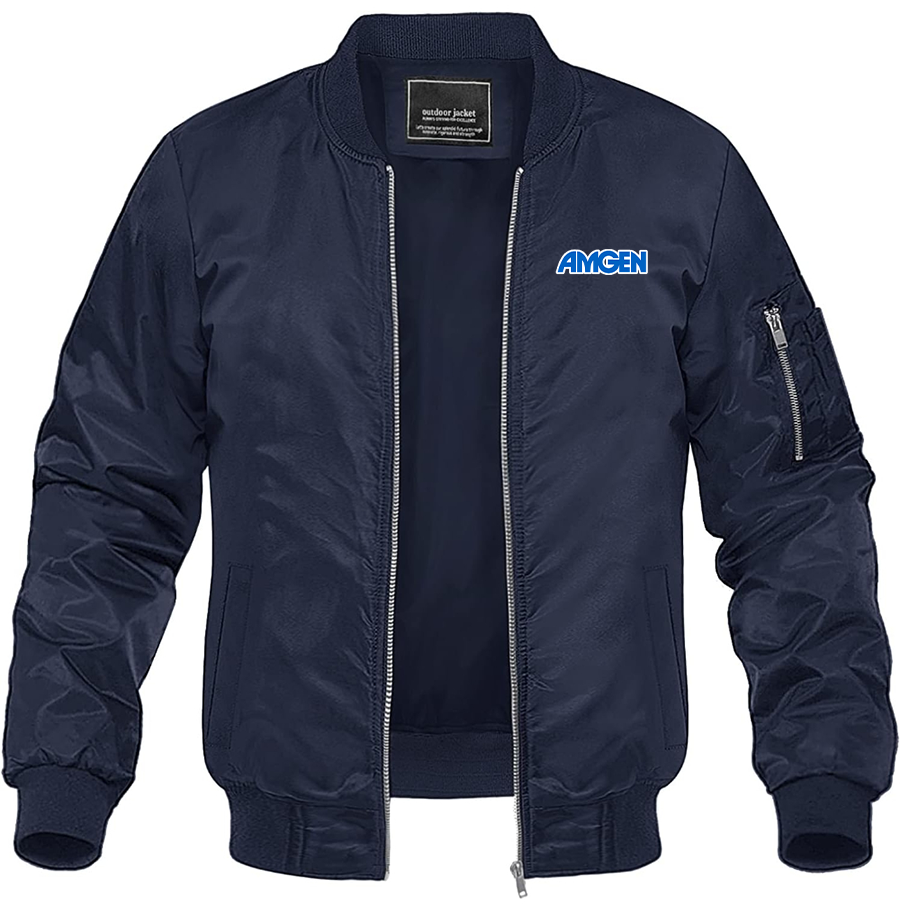 Men's Amgen Lightweight Bomber Jacket Windbreaker Softshell Varsity Jacket