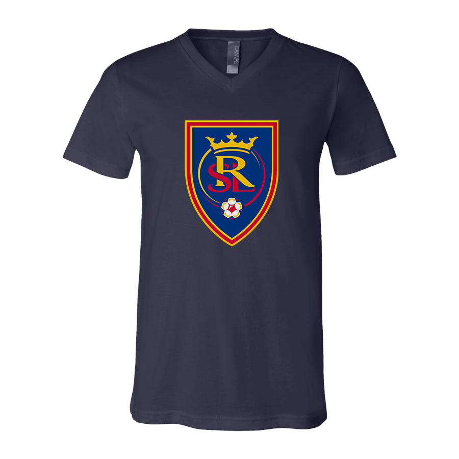 Men's Real Salt Lake Soccer BELLA  CANVAS  Jersey V-Neck Tee