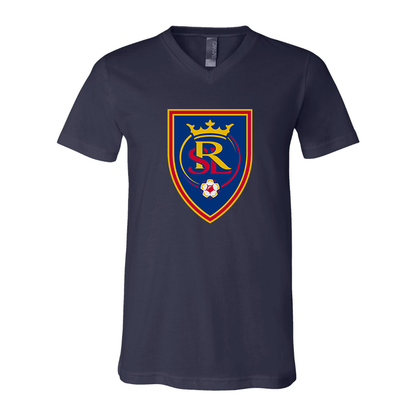 Men's Real Salt Lake Soccer BELLA  CANVAS  Jersey V-Neck Tee