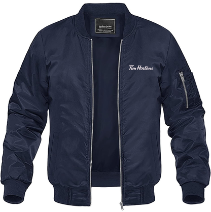 Men's Tim Hortons  Lightweight Bomber Jacket Windbreaker Softshell Varsity Jacket