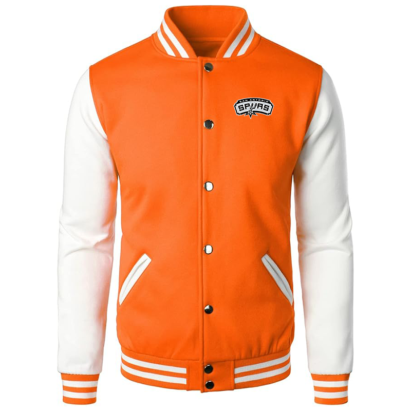 Men’s  San Antonio Spurs Varsity Baseball Jacket Cotton Blend Letterman Jackets