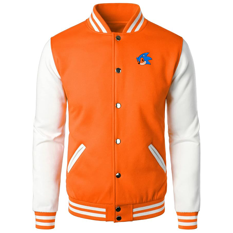 Men’s  Sonic the Hedgehog Varsity Baseball Jacket Cotton Blend Letterman Jackets