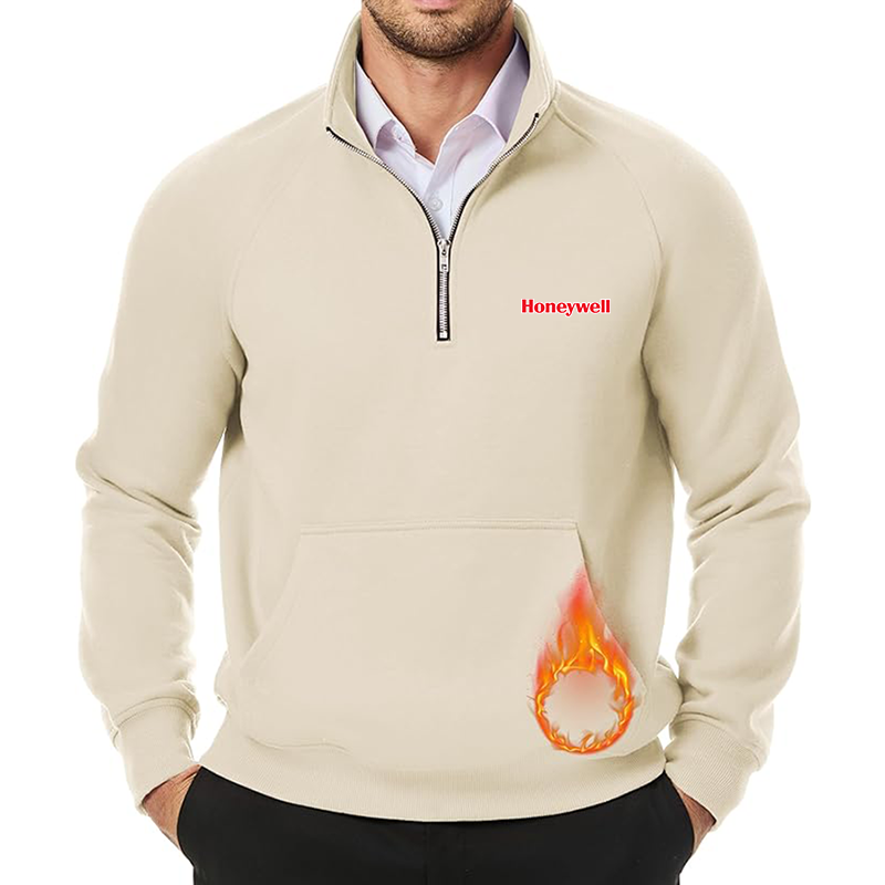 Men's Honeywell  JMIERR Quarter Zip Pullover Heavy Sweatshirts Warm Fleece Sweatshirt Polo
