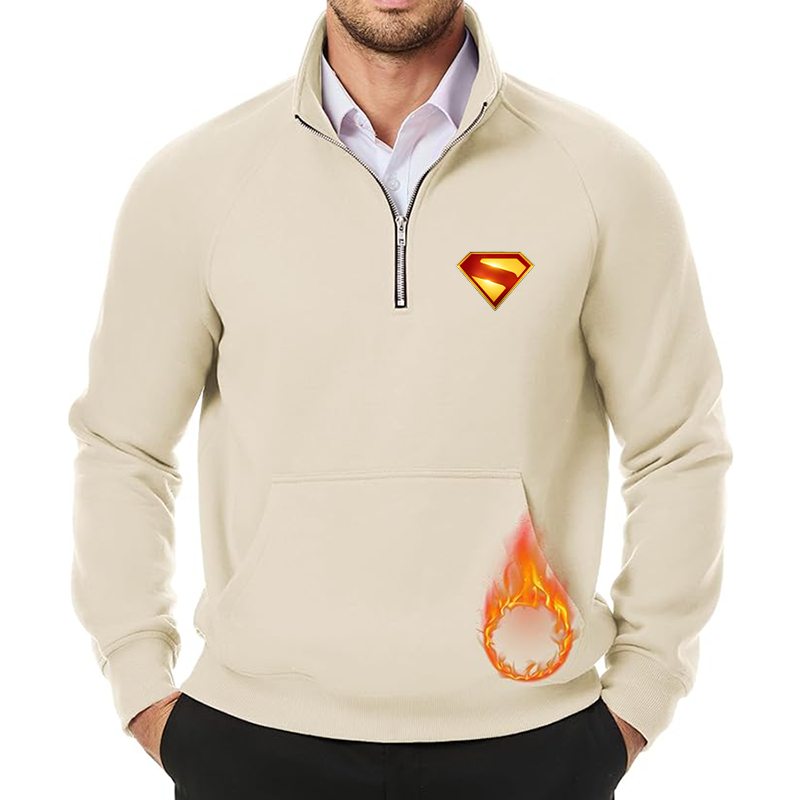 Men's Superman 2025  JMIERR Quarter Zip Pullover Heavy Sweatshirts Warm Fleece Sweatshirt Polo
