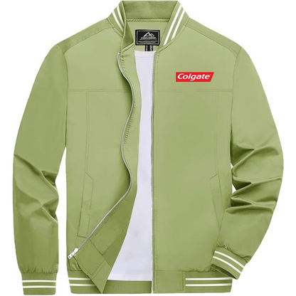 Men's Colgate Lightweight Zip-Up Bomber Jacket with Ribbed Collar and Cuffs Versatile Casual Outerwear
