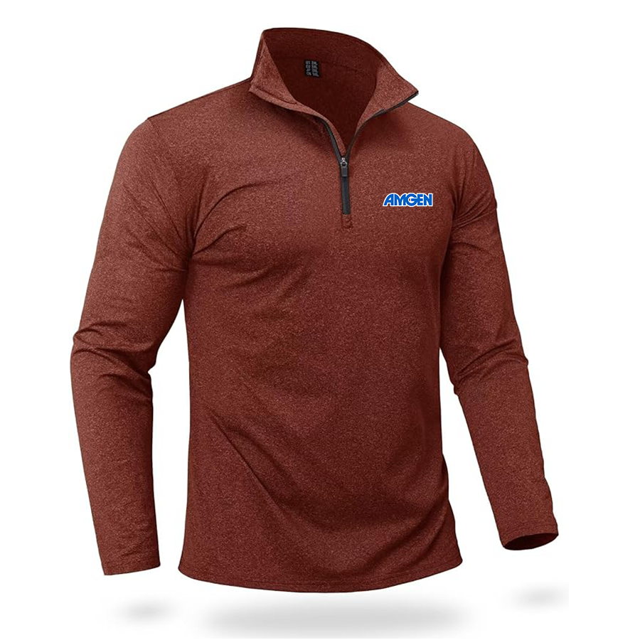 Men's Amgen Quarter Zip Pullover Premium Fleece Lined Heather Long Sleeve Golf Shirts Midweight 1/4 Half Zip Sweatshirts