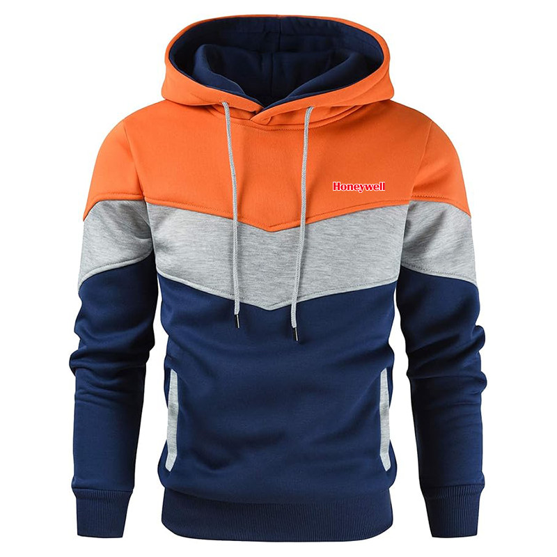 Men's Honeywell  Gesean Novelty Color Block Pullover Fleece Hoodie Long Sleeve Casual Sweatshirt with Pocket