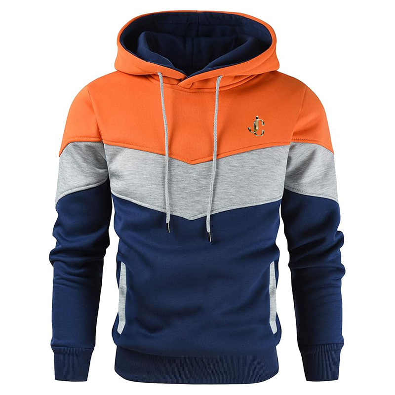 Men's  Jimmy Choo  Gesean Novelty Color Block Pullover Fleece Hoodie Long Sleeve Casual Sweatshirt with Pocket
