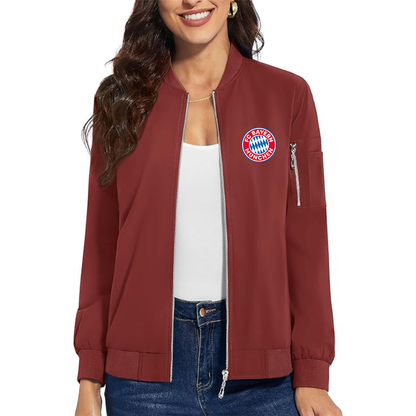 Women's FC Bayern Munich Premium Bomber Jacket with Polished Detailing and Functional Sleeve Pocket Modern Luxury Outerwear