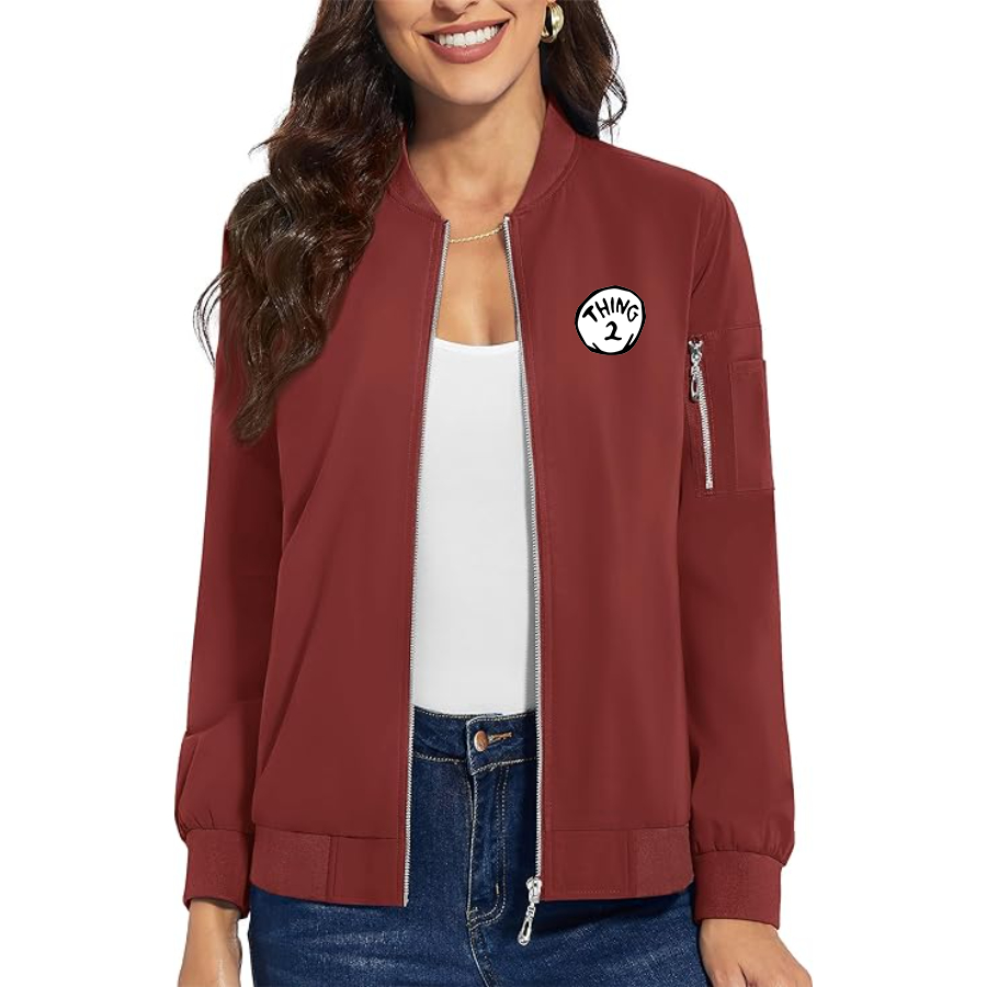 Women's Dr. Suess Thing 2 Premium Bomber Jacket with Polished Detailing and Functional Sleeve Pocket Modern Luxury Outerwear