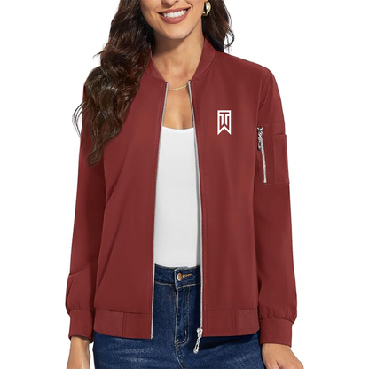 Women's  Tiger Woods Premium Bomber Jacket with Polished Detailing and Functional Sleeve Pocket Modern Luxury Outerwear