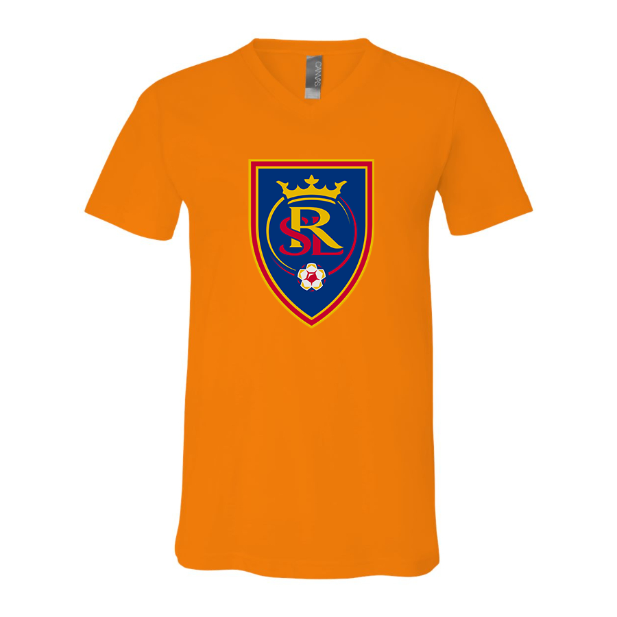 Men's Real Salt Lake Soccer BELLA  CANVAS  Jersey V-Neck Tee