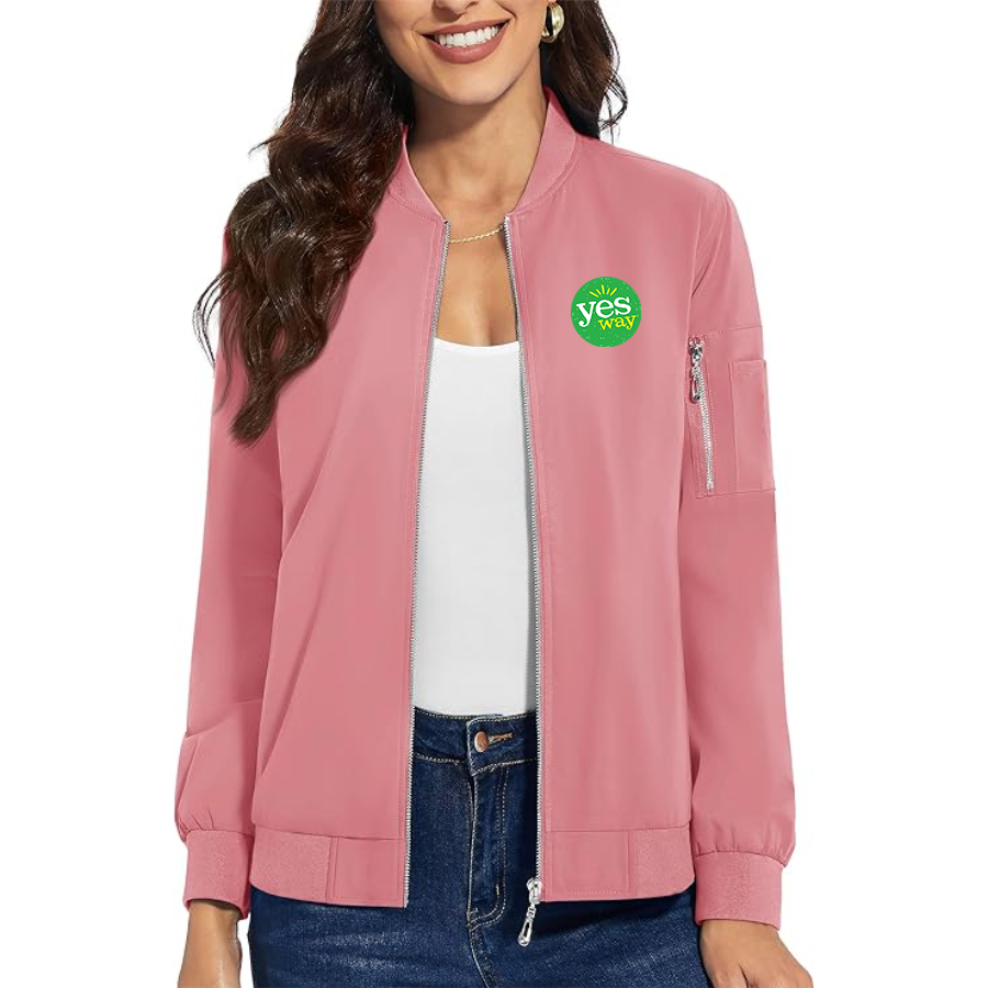 Women's Yes Way  Premium Bomber Jacket with Polished Detailing and Functional Sleeve Pocket Modern Luxury Outerwear