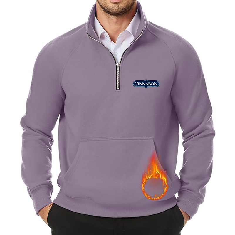 Men's Cinnabon JMIERR Quarter Zip Pullover Heavy Sweatshirts Warm Fleece Sweatshirt Polo