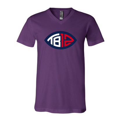 Men's Tom Brady 12 BELLA  CANVAS  Jersey V-Neck Tee