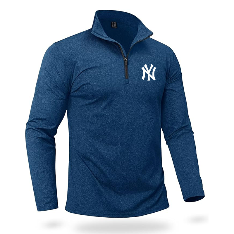 Men's New York NY Yankees Quarter Zip Pullover Premium Fleece Lined Heather Long Sleeve Golf Shirts Midweight 1/4 Half Zip Sweatshirts