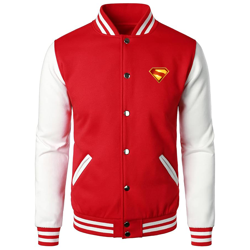 Men’s Superman 2025 Varsity Baseball Jacket Cotton Blend Letterman Jackets