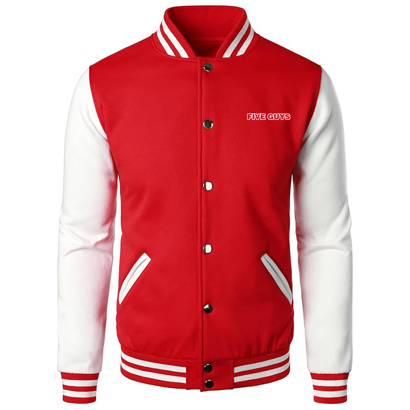 Men’s Five Guys Varsity Baseball Jacket Cotton Blend Letterman Jackets
