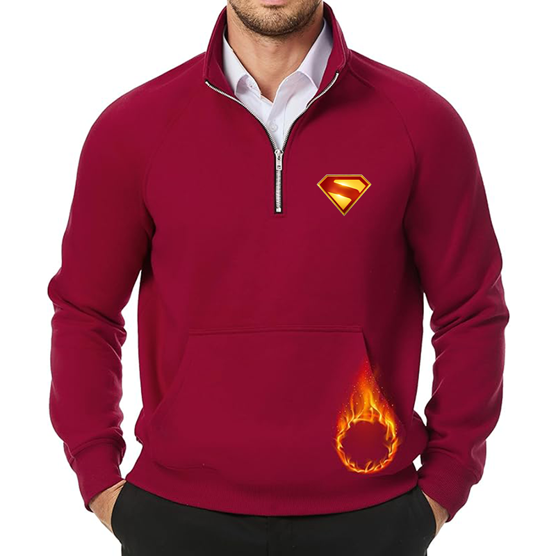 Men's Superman 2025  JMIERR Quarter Zip Pullover Heavy Sweatshirts Warm Fleece Sweatshirt Polo