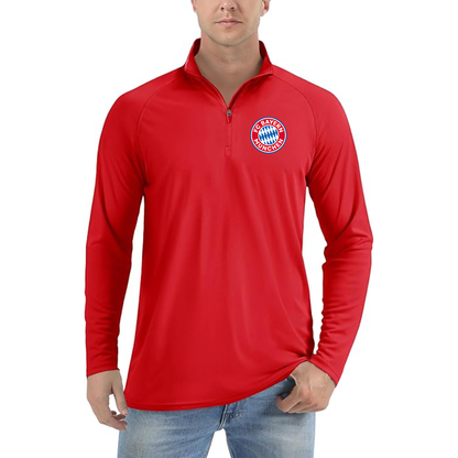 Men's  FC Bayern Munich Lightweight Quarter-Zip Athletic Shirt Long Sleeve Performance Wear