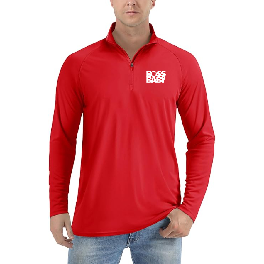 Men's Boss Baby Lightweight Quarter-Zip Athletic Shirt Long Sleeve Performance Wear