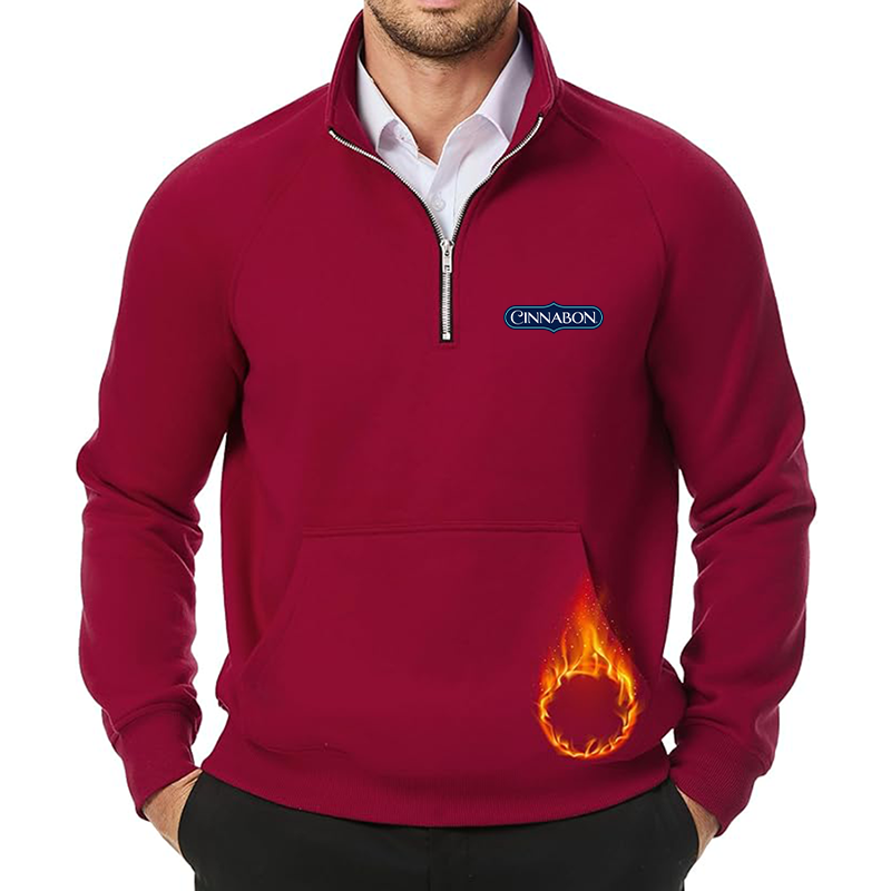 Men's Cinnabon JMIERR Quarter Zip Pullover Heavy Sweatshirts Warm Fleece Sweatshirt Polo