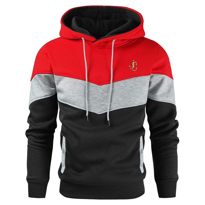 Men's  Jimmy Choo  Gesean Novelty Color Block Pullover Fleece Hoodie Long Sleeve Casual Sweatshirt with Pocket