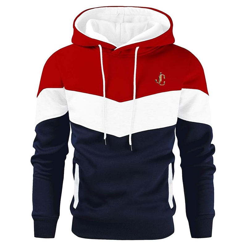 Men's  Jimmy Choo  Gesean Novelty Color Block Pullover Fleece Hoodie Long Sleeve Casual Sweatshirt with Pocket
