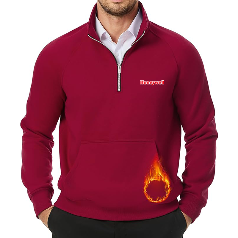 Men's Honeywell  JMIERR Quarter Zip Pullover Heavy Sweatshirts Warm Fleece Sweatshirt Polo
